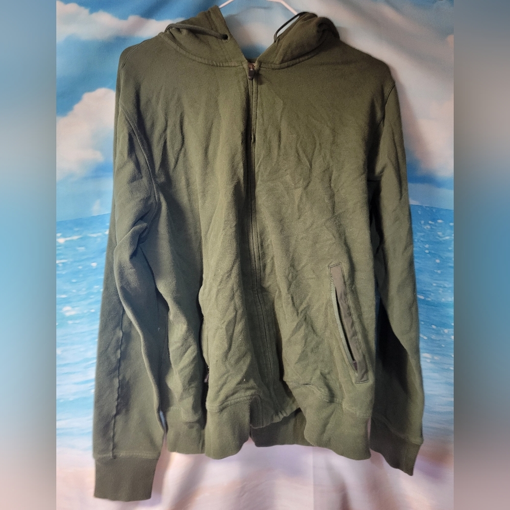 Mack Weldon Mens Green Zip-Up Hoodie Size Large